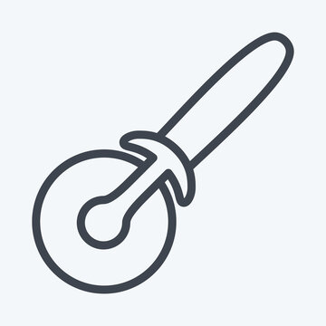 Icon Pizza Cutter - Line Style - Simple illustration,Editable stroke