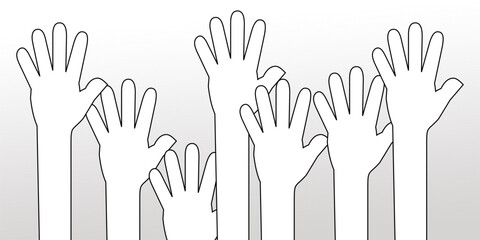 illustration of a group of raised hands