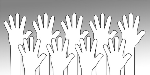 illustration of a group of raised hands