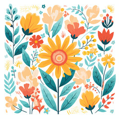 Vibrant floral pattern illustration perfect for spr
