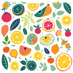 Vibrant tropical fruit pattern illustration ideal 