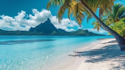 Tropical  beach  panorama - obrazy, fototapety, plakaty