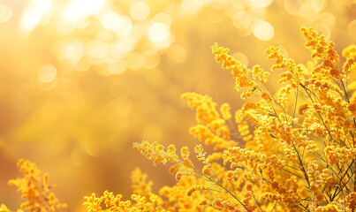 Obraz na płótnie Canvas goldenrods flower background-generative ai