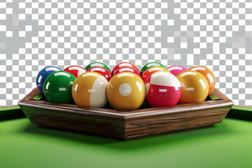 billiard balls on table on a transparent background
