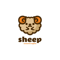 Vector Logo Illustration Sheep Mascot Cartoon Style.