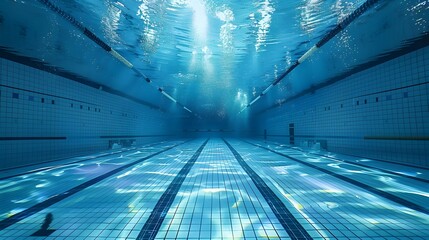 Olympic Swimming pool underwater background. - obrazy, fototapety, plakaty