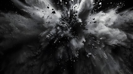 Explosive Detonation of Powerful Energy Discharge in Dramatic Monochrome Atmosphere - obrazy, fototapety, plakaty