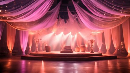 indian wedding traditions concept,Colorful stage decoration for bride and groom,indian place for wedding celebration