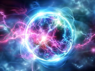 Pulsing Cosmic Energy Sphere Emitting Electrifying Digital Plasma