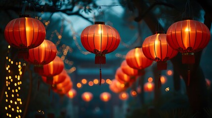 Red  lanterns  at  night  during  Chinese  lantern  festival