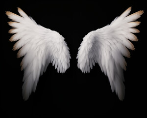 Naklejka premium Angel wings isolated on black background