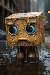 sad box toys walking on rain