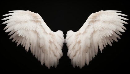 Angel wings isolated on black background - obrazy, fototapety, plakaty