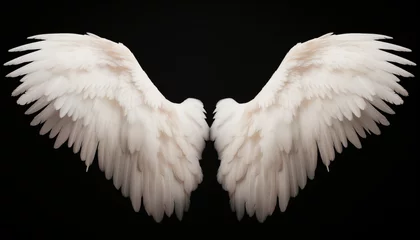 Foto op Plexiglas Angel wings isolated on black background © Dipta