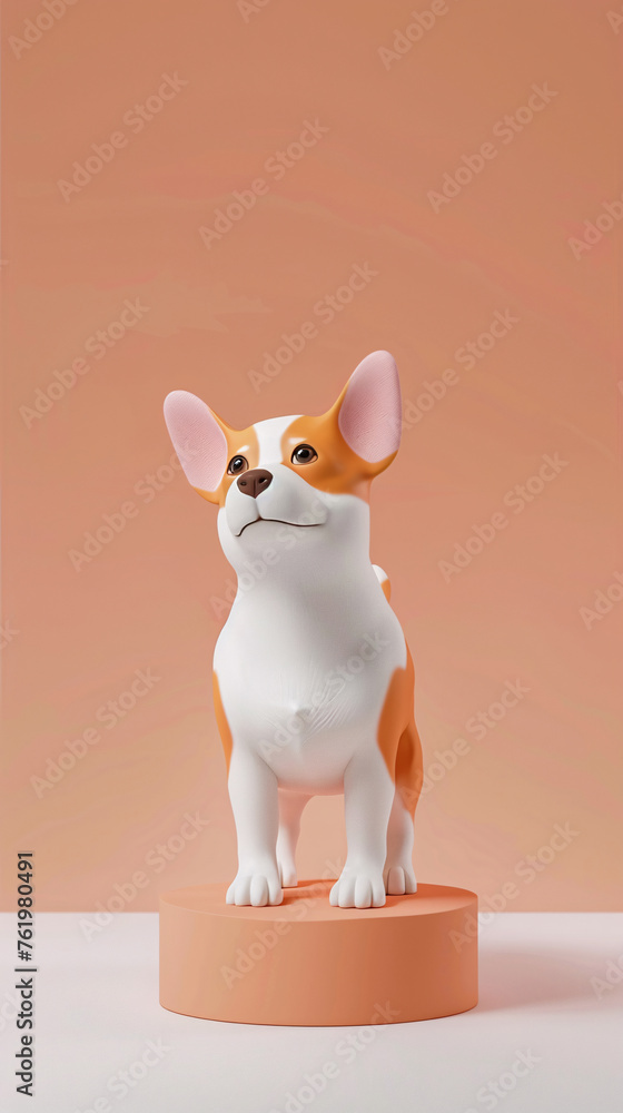 Wall mural cute puppy 3d illustration, cute 3d cartoon pet dog