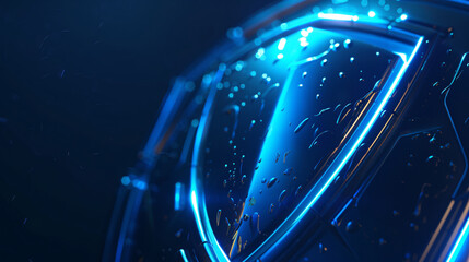 Blue technology shield, Internet financial property security illustration, protect network data poster concept illustration