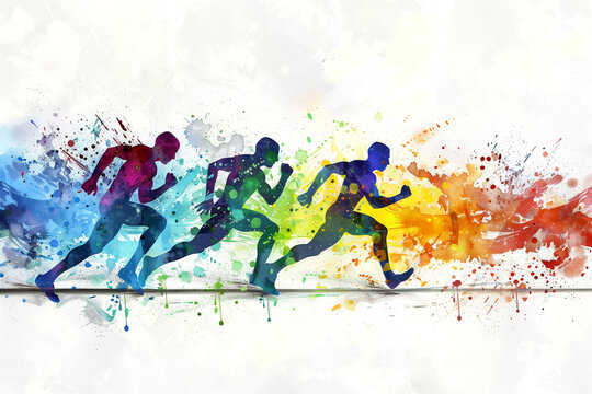 Modern banner for sports games, competitions with the image of running athletes.