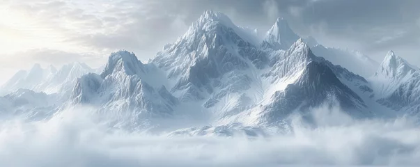 Schilderijen op glas Snowy Mountains peaks landscape © pickypix