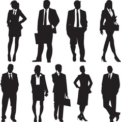 Set of People Black Silhouettes