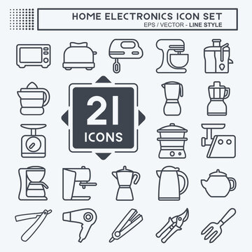 Icon Set Household - Line Style - Simple illustration,Editable stroke