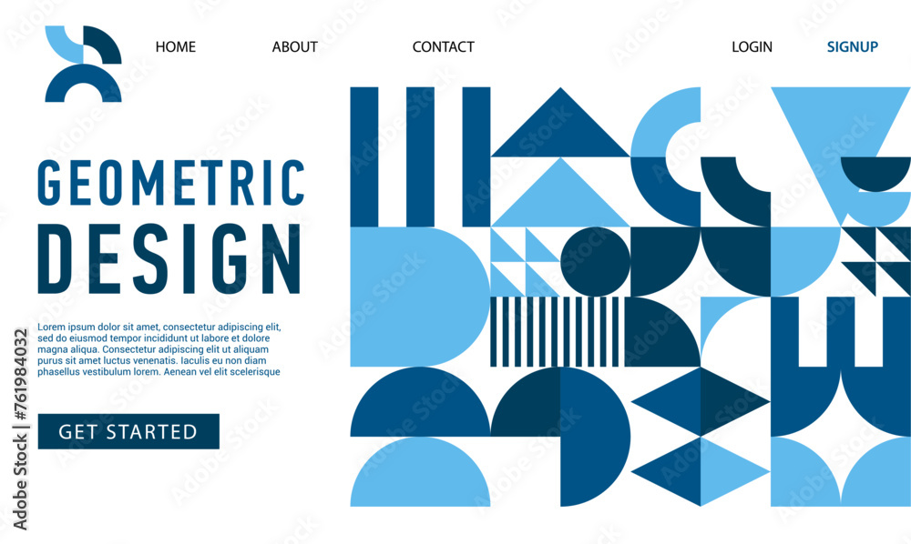 Poster creative landing page with abstract modern geometric pattern. vector web banner template in bright b