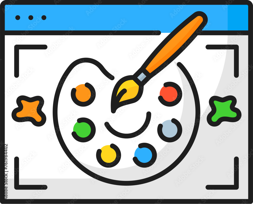 Fototapete website design. web audit icon. isolated vector linear symbol of pc screen and paints palette, repre