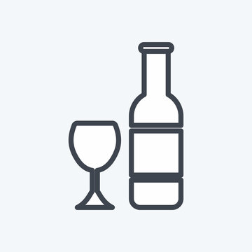 Icon Champagne - Line Style - Simple illustration,Editable stroke