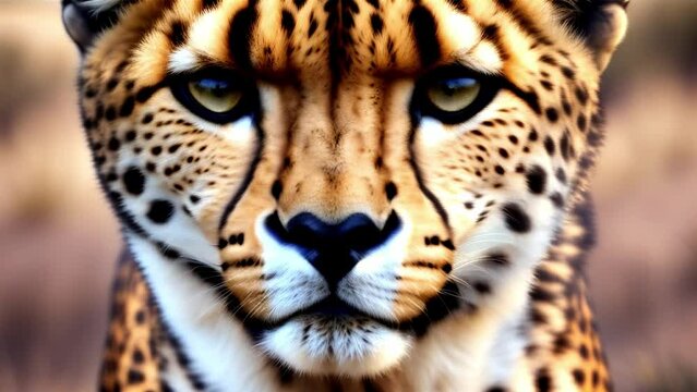 a close up of a cheetah's face