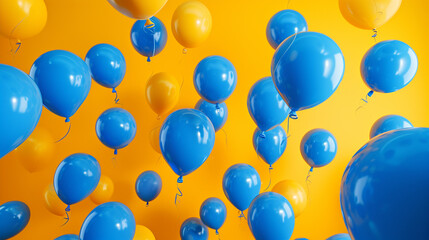 Gas balloons on yellow background 