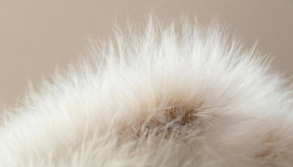 Closeup of white fluffy fur on pink background