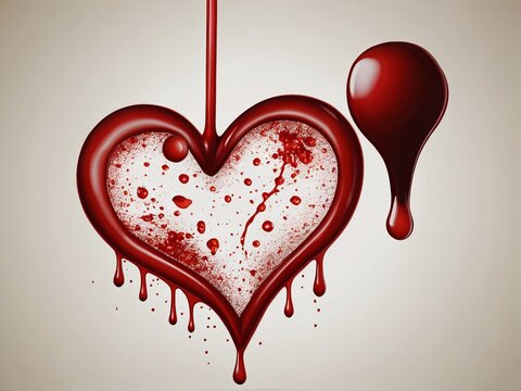 Symbolic image of a blood drop and a heart