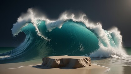 Dark Sea Big Wave Product Background