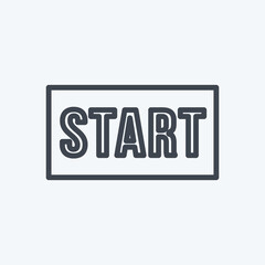 Start Icon in trendy line style isolated on soft blue background