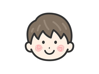 男の子の顔のアイコン（線画カラー）のイラスト