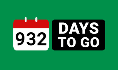 932 days to go last countdown. nine hundred and thirty two days go sale price offer promo deal timer, 932 days only