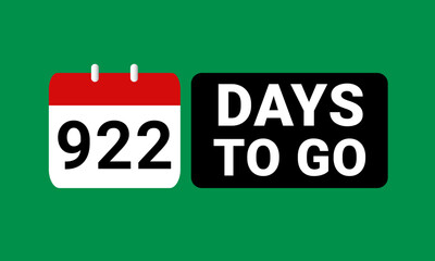922 days to go last countdown. nine hundred twenty two days go sale price offer promo deal timer, 922 days only