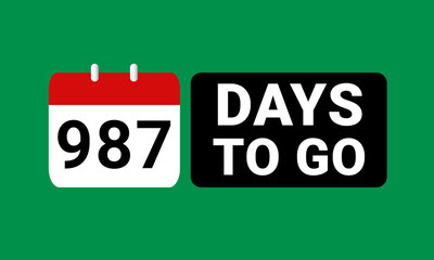 987 days to go last countdown. nine hundred and eighty seven days go sale price offer promo deal timer, 987 days only