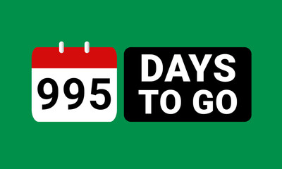 995 days to go last countdown. nine hundred and ninety five days go sale price offer promo deal timer, 995 days only