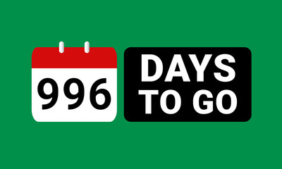 996 days to go last countdown. nine hundred and ninety six days go sale price offer promo deal timer, 996 days only