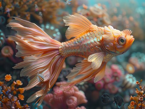 Colorful Tropical Fish Swimming in AquariumColorful Tropical Fish Swimming in Aquarium