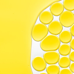 Yellow abstract background, oil bubble texture