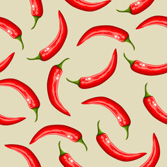 Red chili pepper on a pink background. View from above.