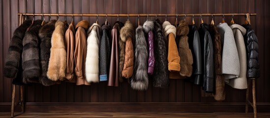 A rack filled with luxurious fur coats