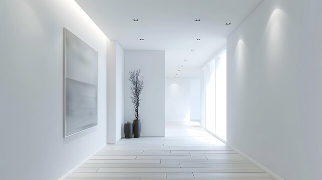 Interior of modern art gallery 