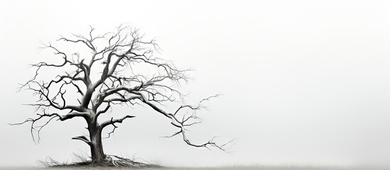 A solitary tree shrouded in mist