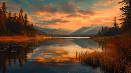 Foto auf Acrylglas  sunrise over the lake © Ainur