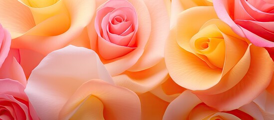 Close-Up of Pink and Orange Roses - obrazy, fototapety, plakaty