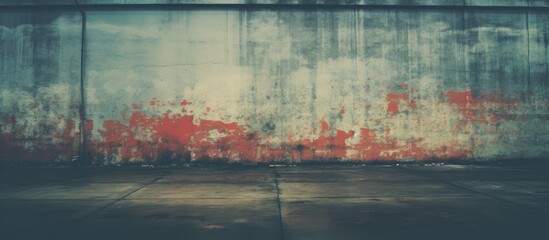 Red and Blue Wall with Concrete Floor