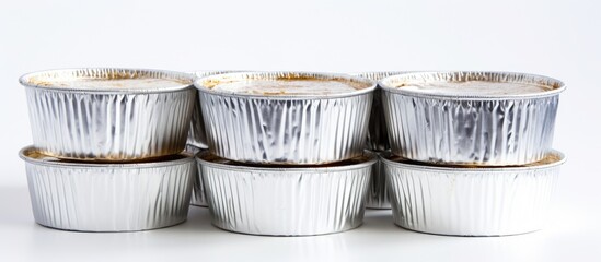 Row of shiny metallic cups