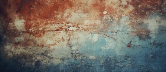 Blue and red wall with contrasting paint - obrazy, fototapety, plakaty